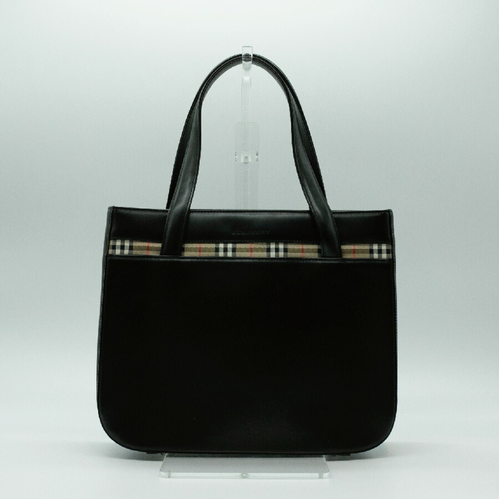 Burberry Check Silver Canvas Leather Nova Black Handbag - Picture 2 of 4